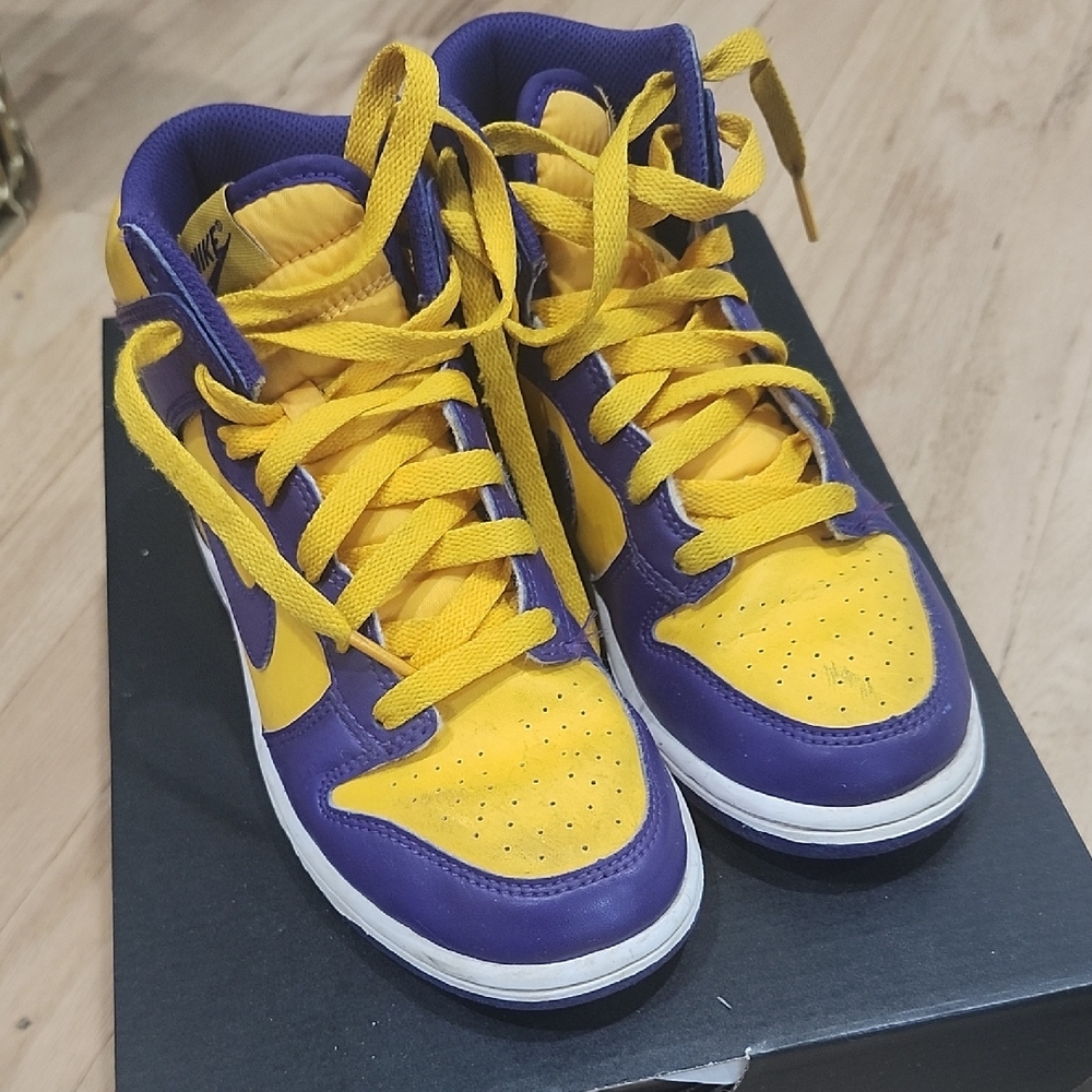 Nike Kids High-Top Sneakers - Yellow and Purple